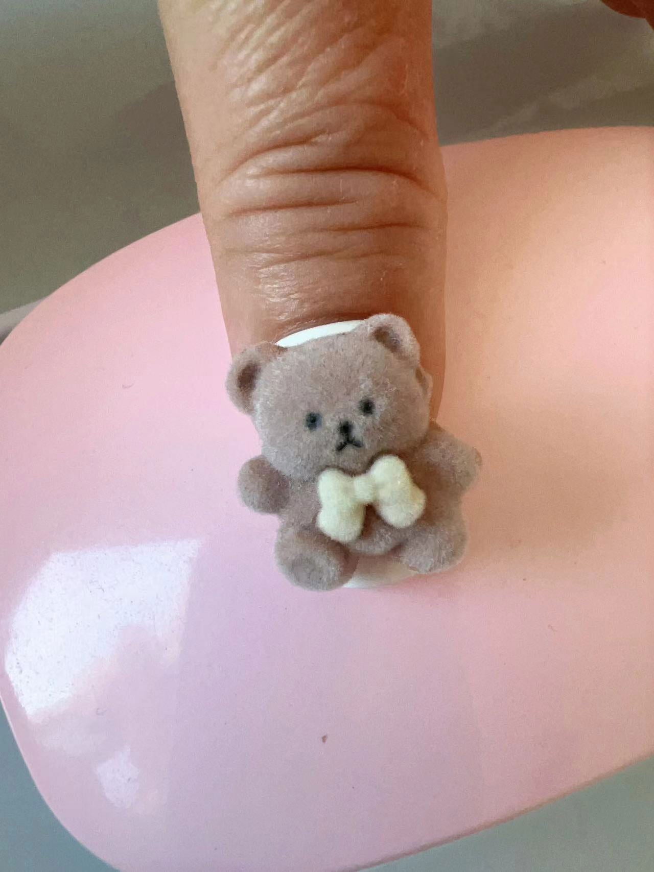 Cute Bear nail( press on nail, handmade,cute nail, reusable ,10pc, short nail, coffin nail,salon Nail quality , Nail Art, Nail Care, Cuties) - M LADY - -