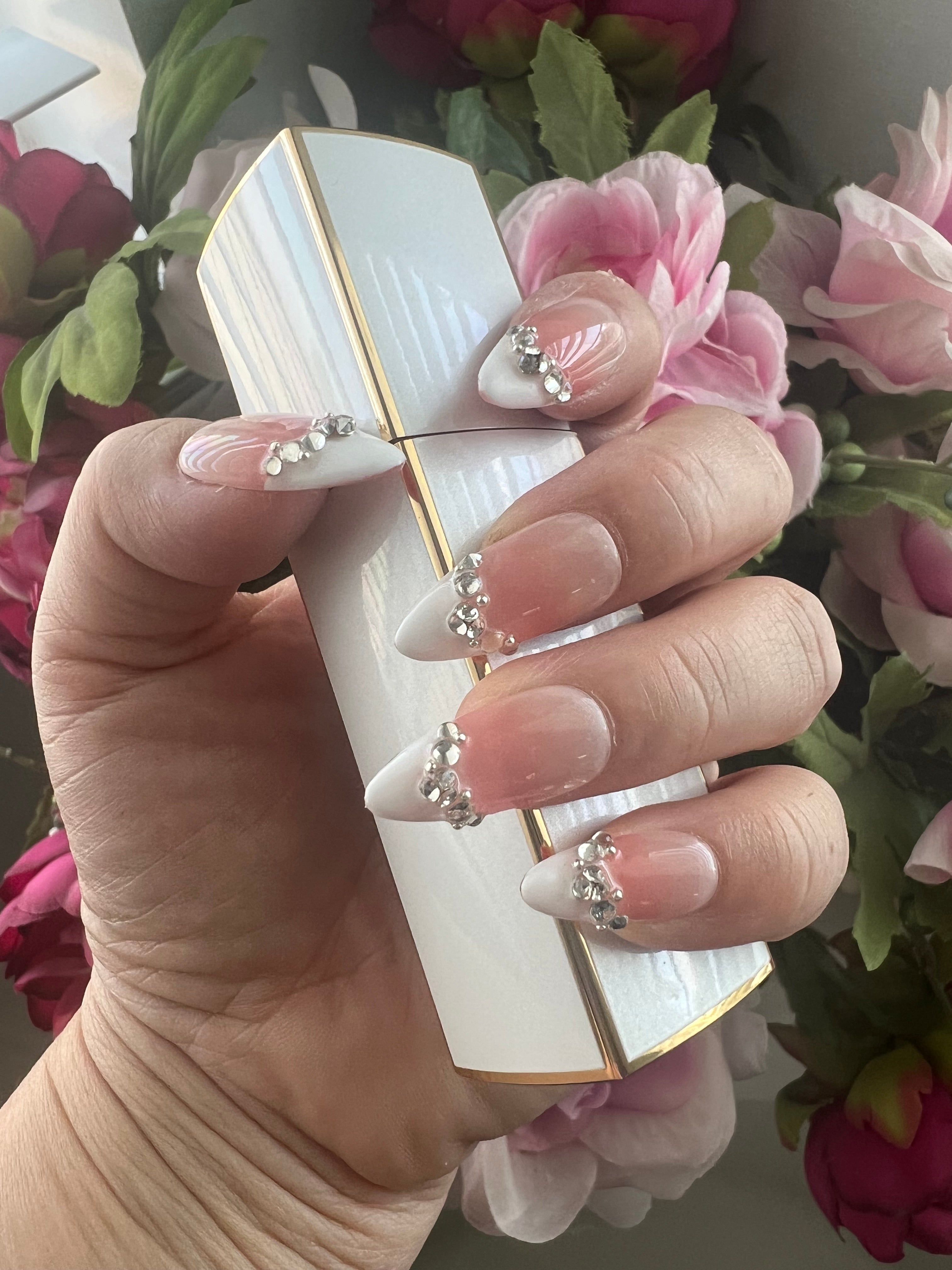 Rhinestone French Elegance Press On Nails