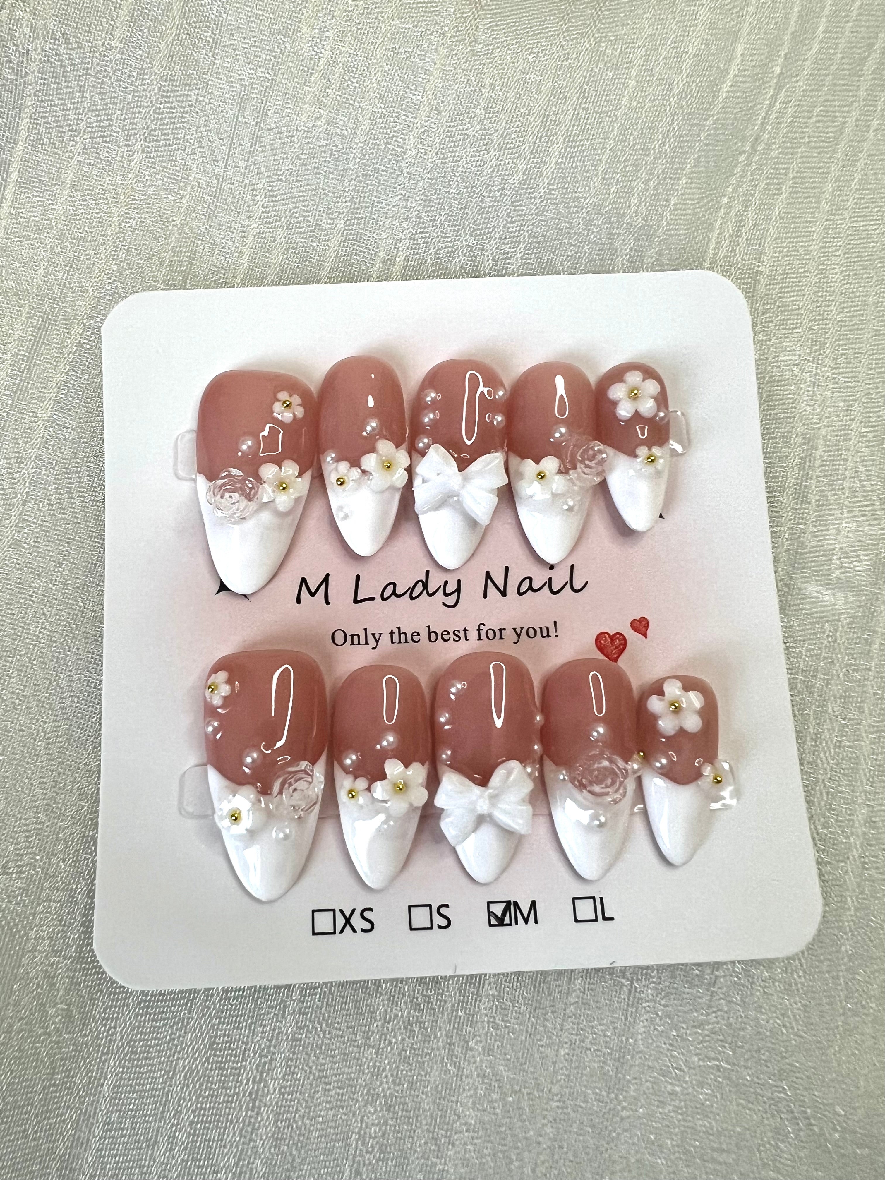Bridal Blossom Press On Nails