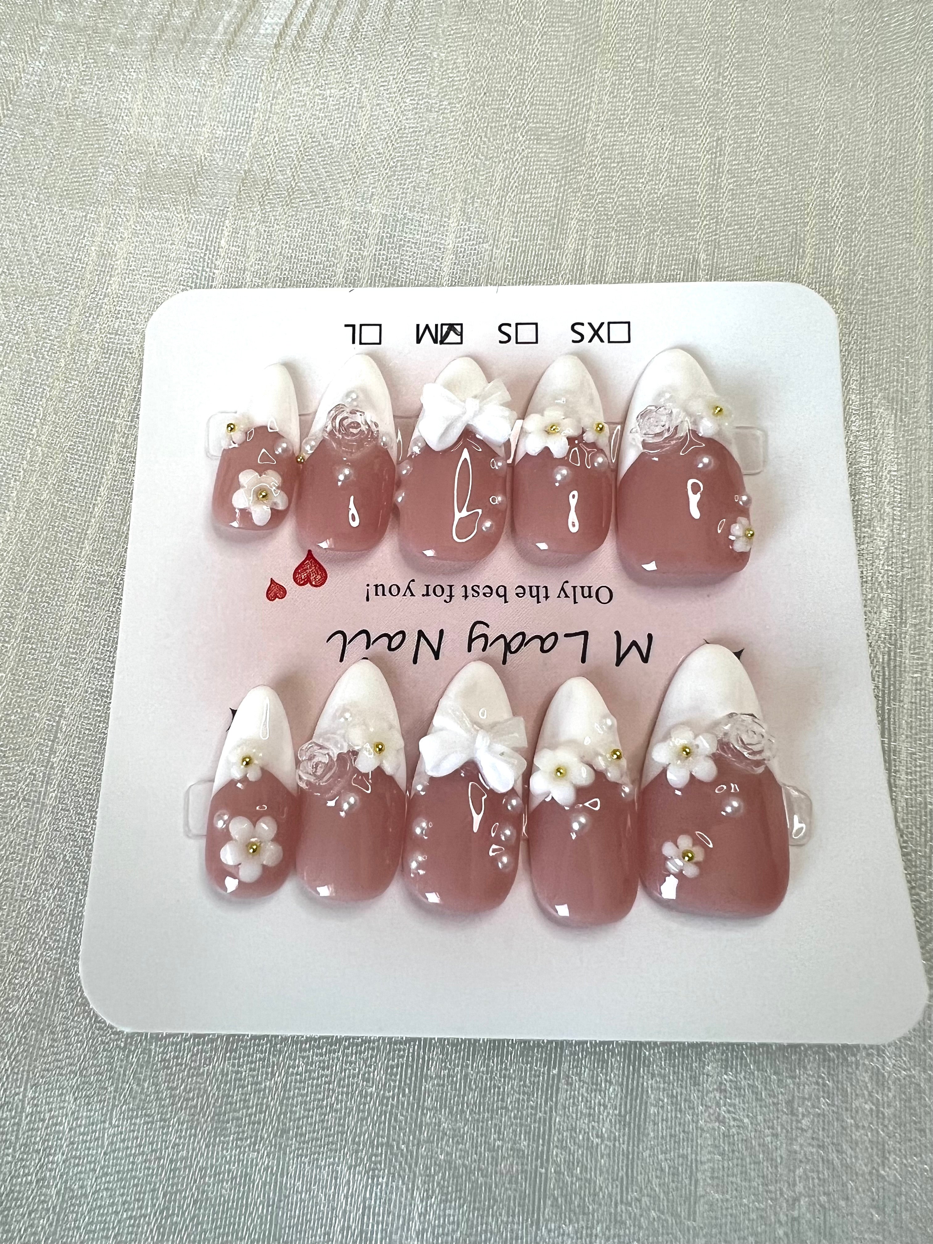 Bridal Blossom Press On Nails