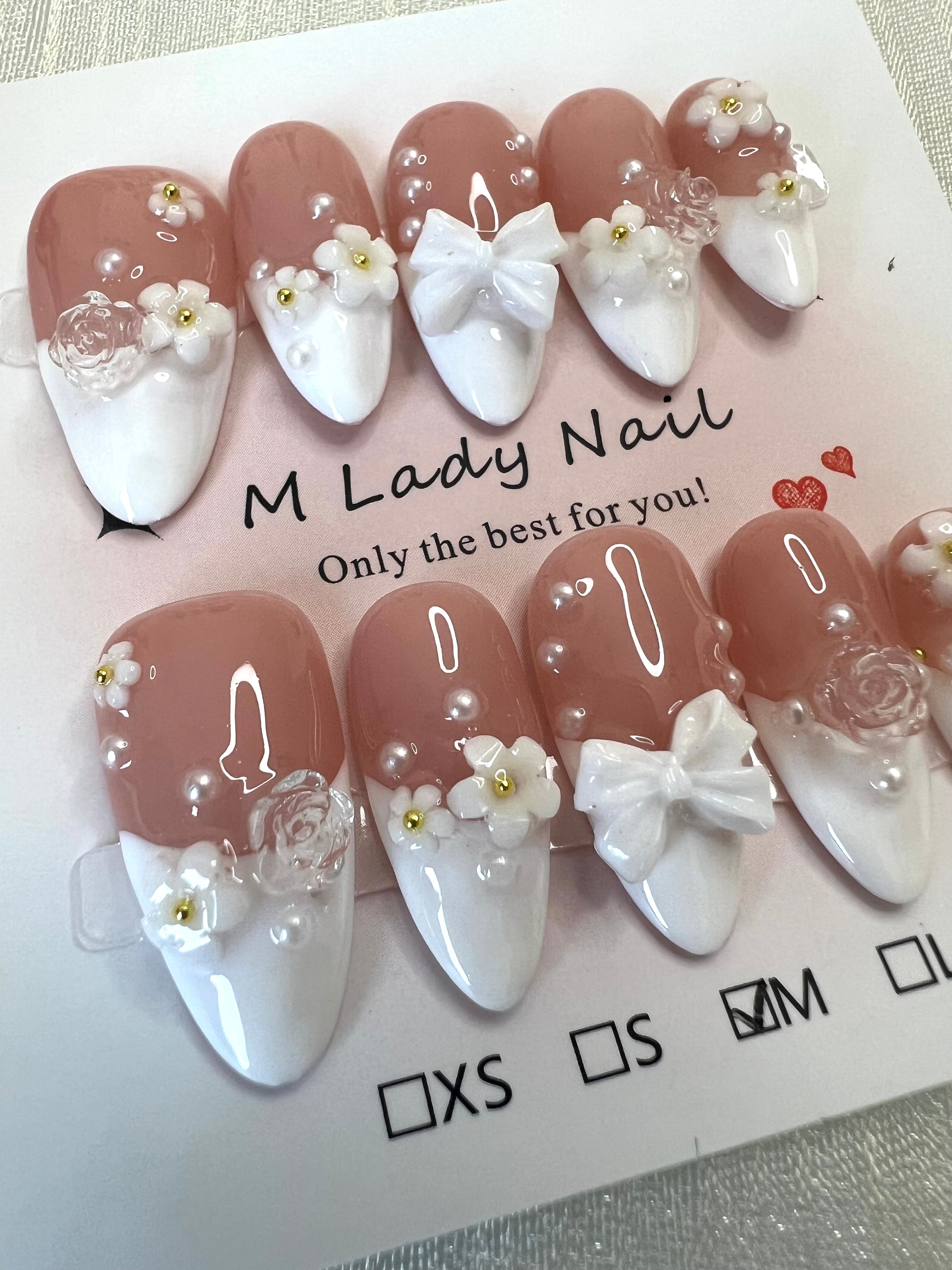 Bridal Blossom Press On Nails