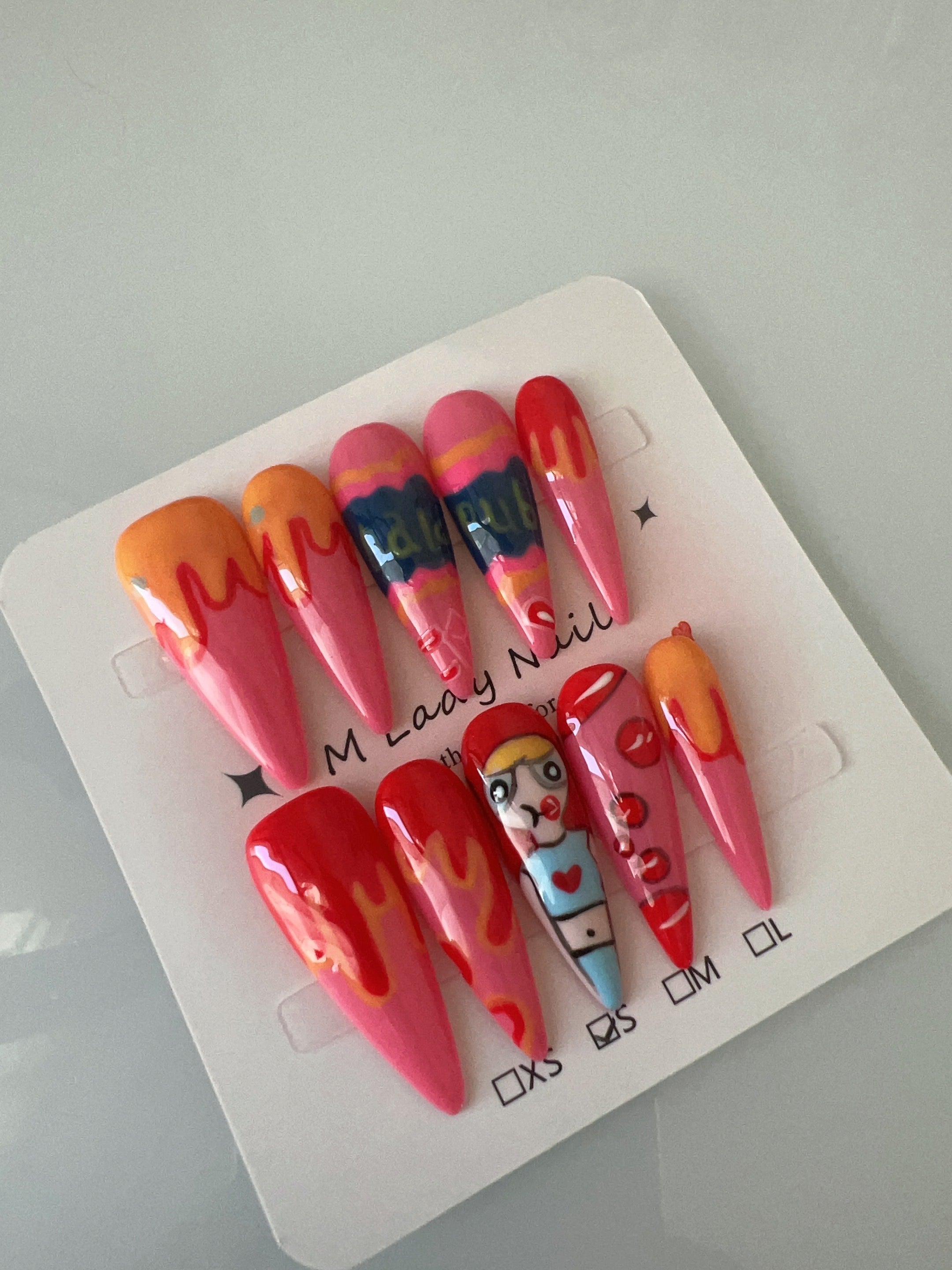 Bold Pop Art Flames Press On Nail