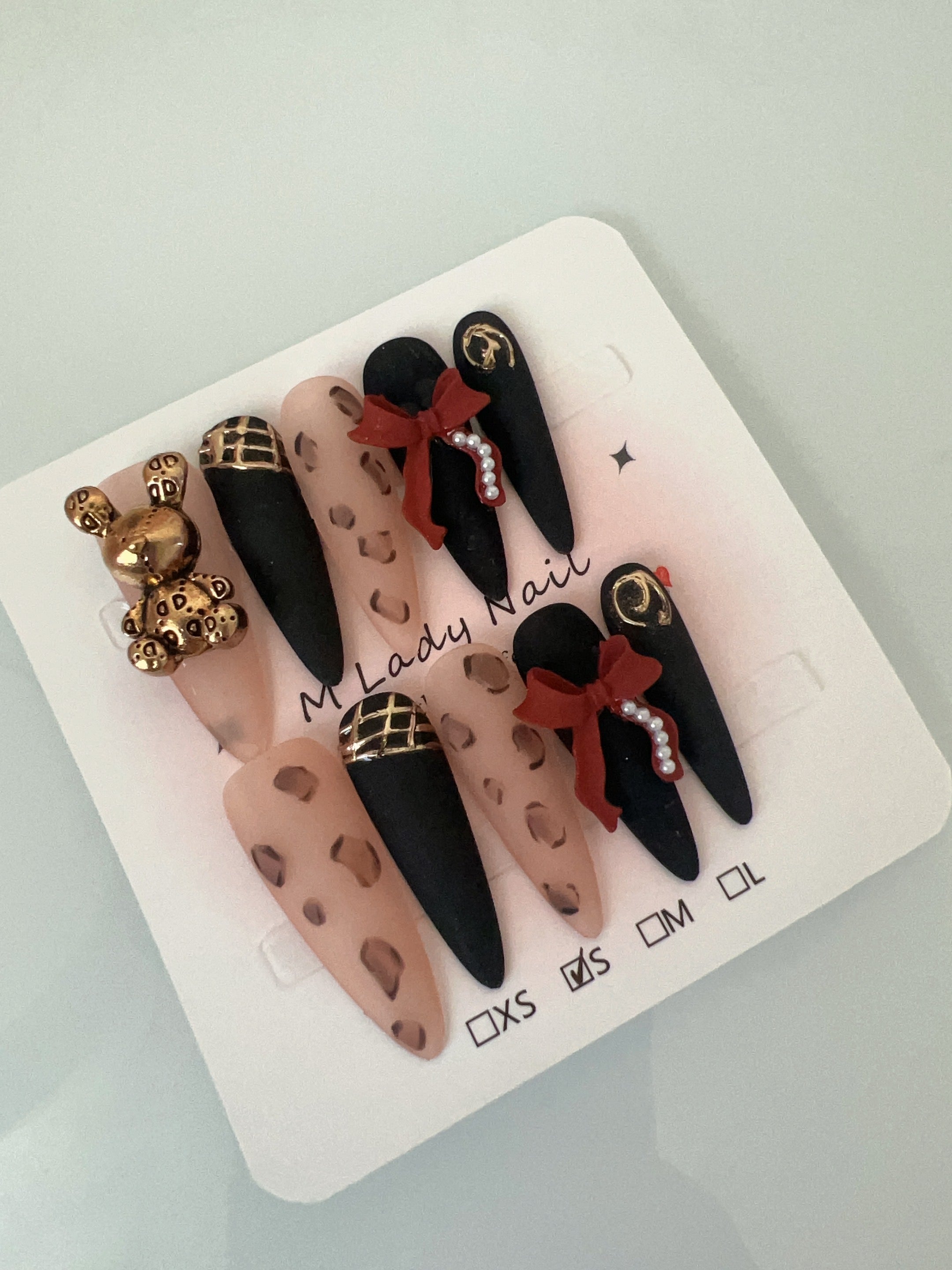 Chic Leopard Bow Press On Nails