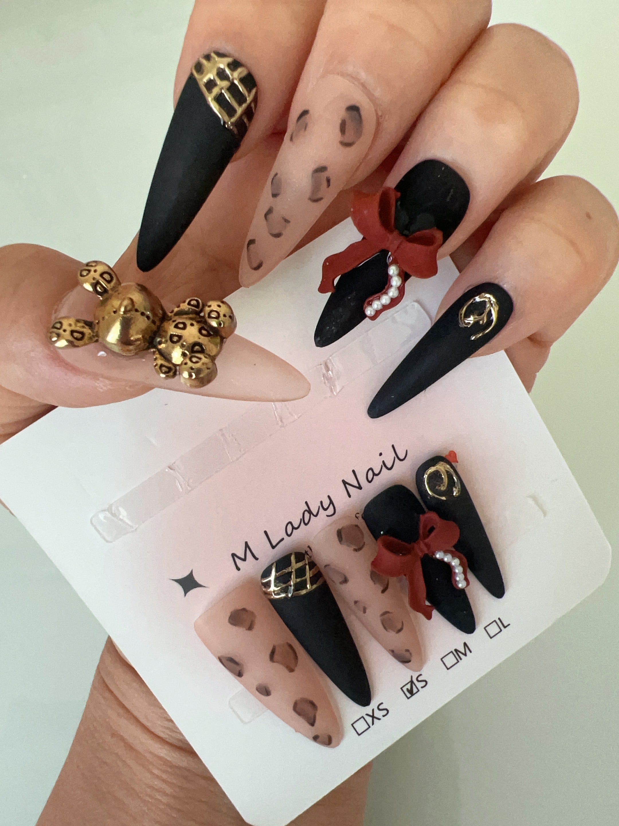 Chic Leopard Bow Press On Nails