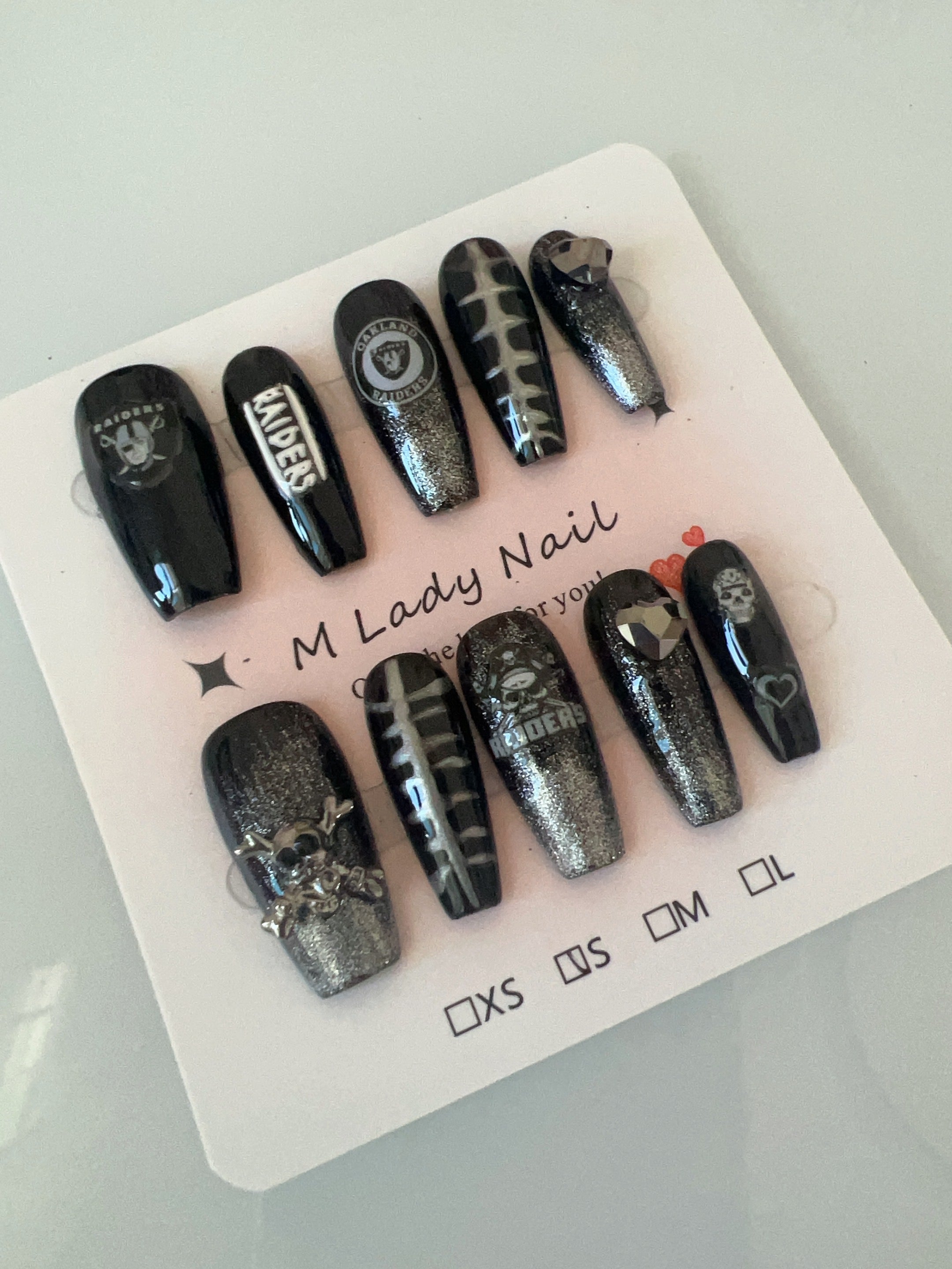 Raider Nation Glam Press On Nails