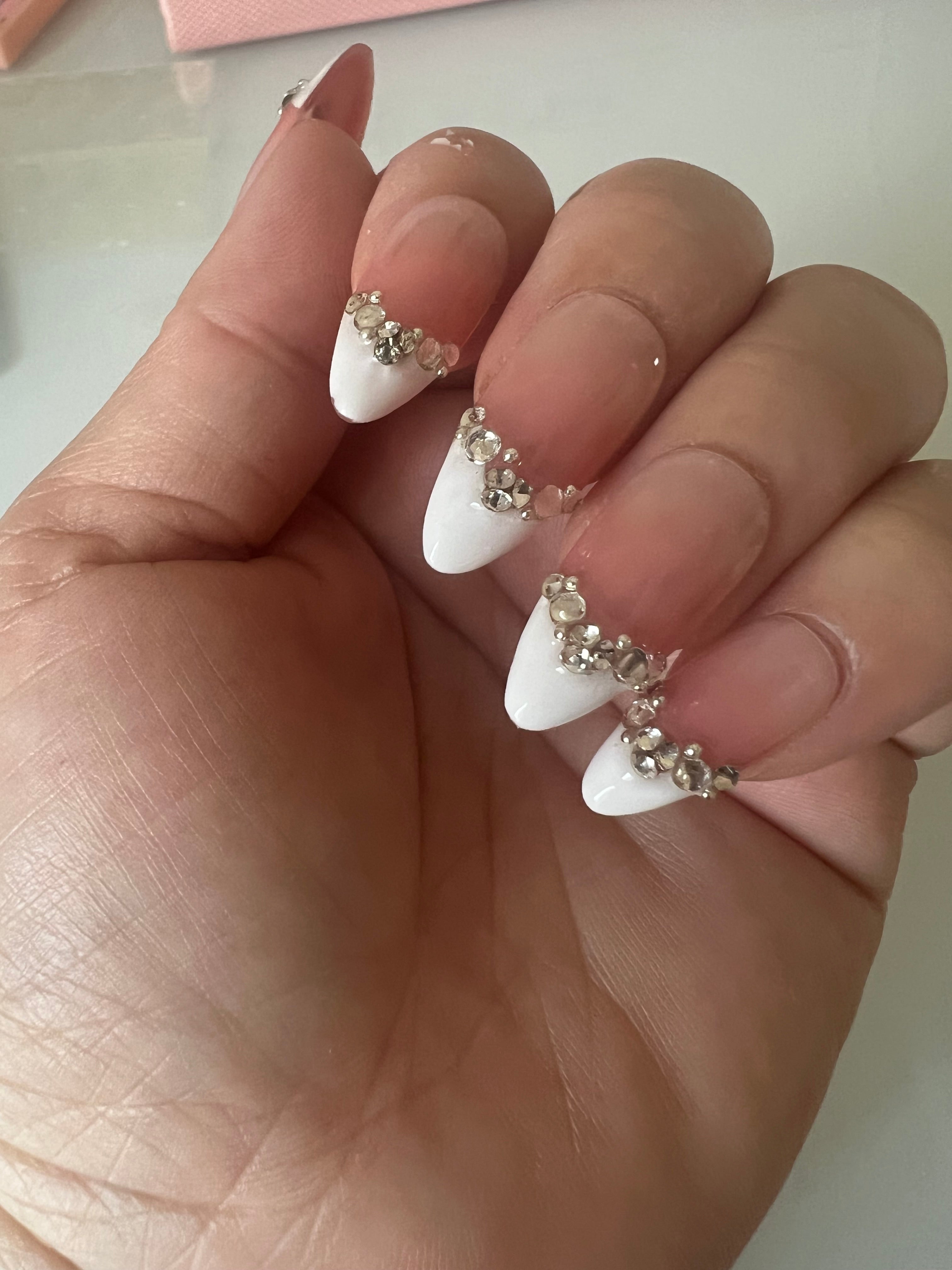 Rhinestone French Elegance Press On Nails