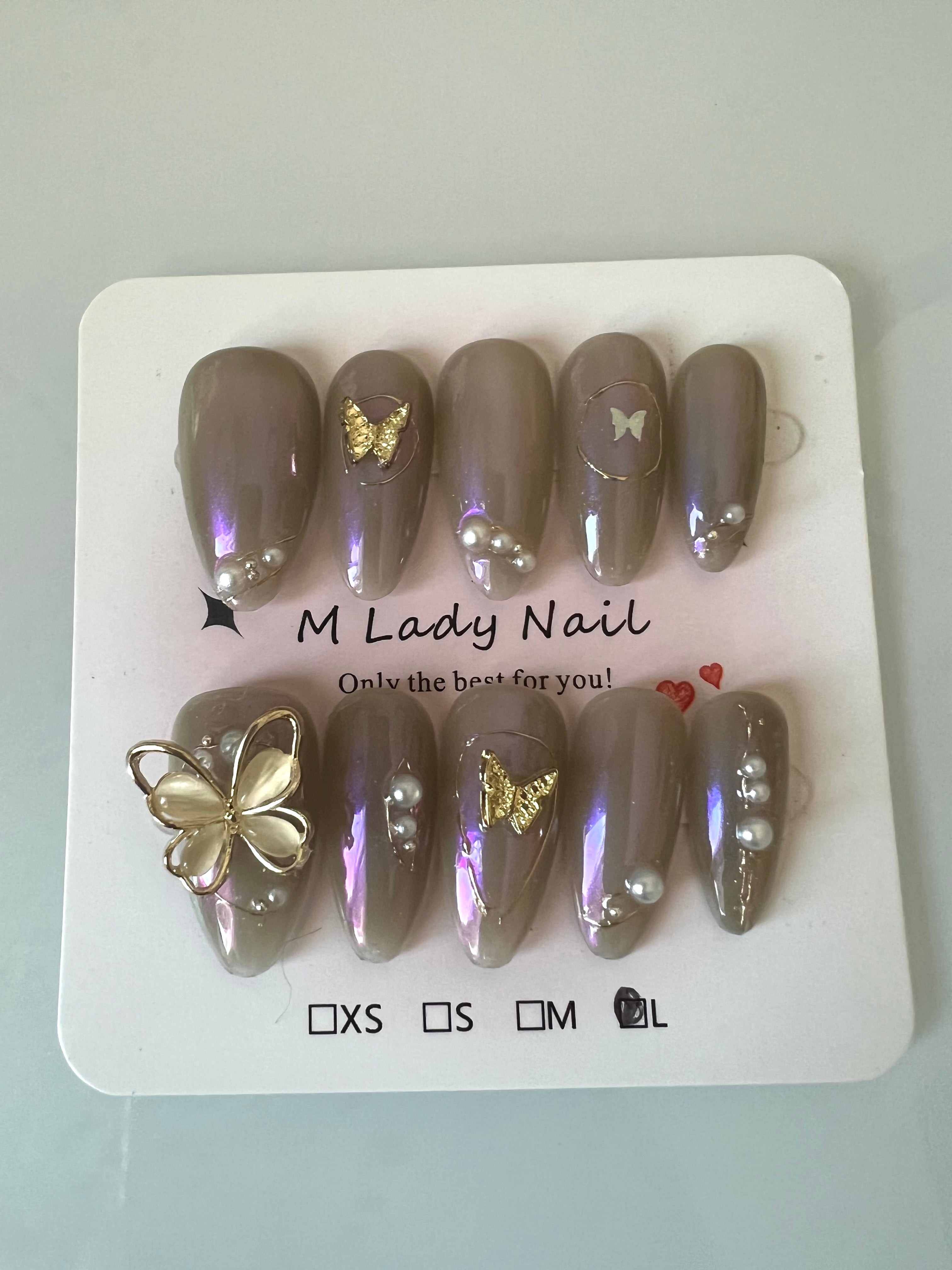 Elegant Butterfly Press On Nails